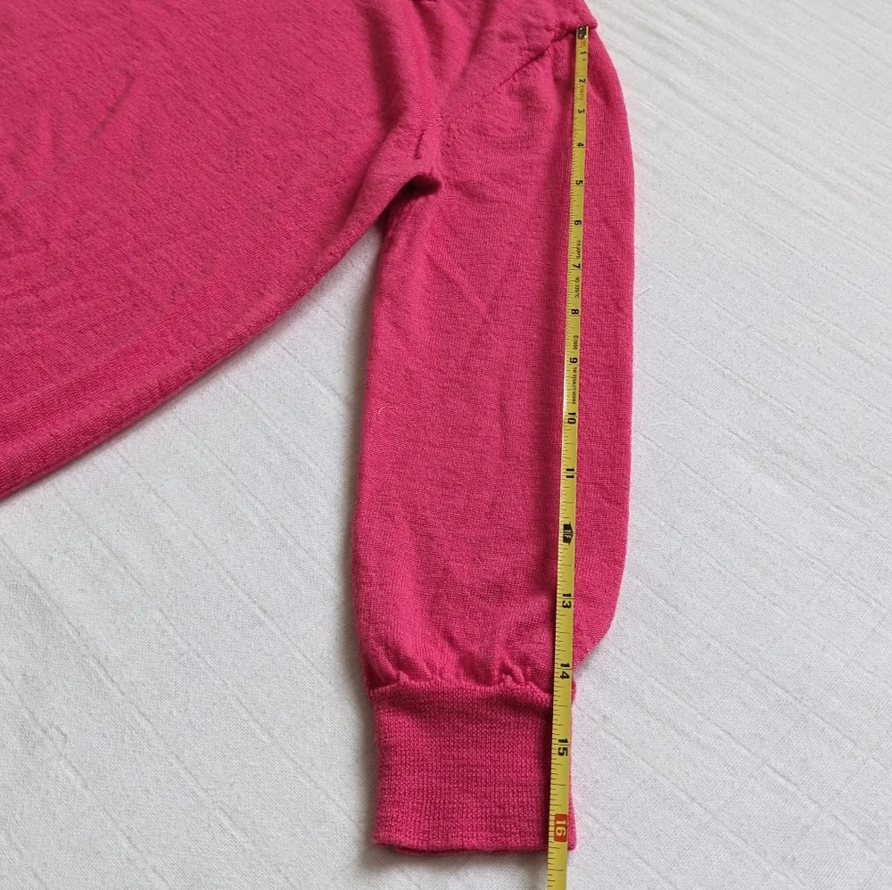 J. Crew Tippi Sweater 100% Merino Wool 3/4 Sleeve Womens XS Pink Barbie Office